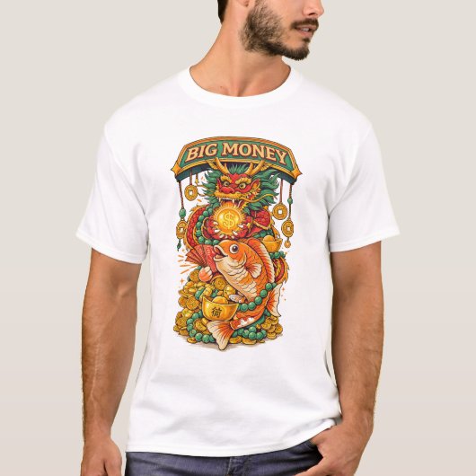 Prosperity-Drache Koi T-Shirt (Vorderseite)