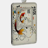 Prosperity Koi Per Ornament Rahmen-Ornament Silber (Rechts)