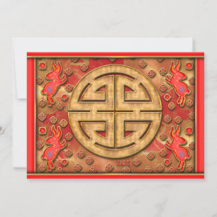 Prosperity Rot Gold Kaninchen 2023 Chinesisches Ne Feiertagskarte