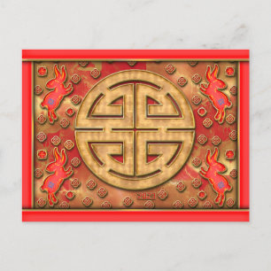 Prosperity Roter Goldhase 2023 Chinesisches Neujah Feiertagspostkarte