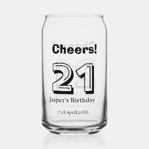 Prost 21 Geburtstag fett gedruckter Name Junge Man Dosenglas