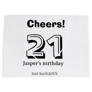 Prost 21 Geburtstag fett gedruckter Name Junge Man Große Geschenktüte