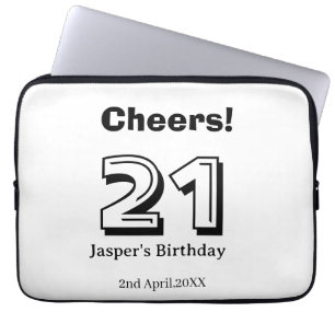 Prost 21 Geburtstag fett gedruckter Name Junge Man Laptopschutzhülle