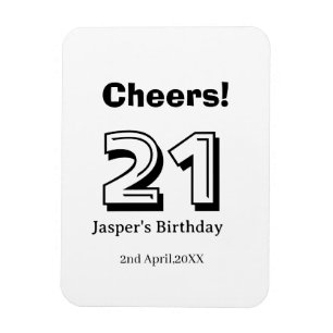 Prost 21 Geburtstag fett gedruckter Name Junge Man Magnet