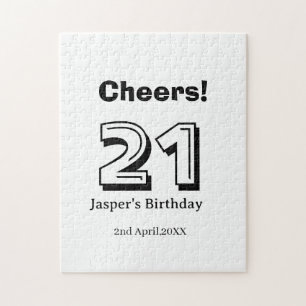 Prost 21 Geburtstag fett gedruckter Name Junge Man Puzzle