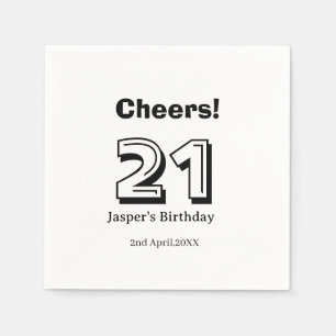 Prost 21 Geburtstag fett gedruckter Name Junge Man Serviette