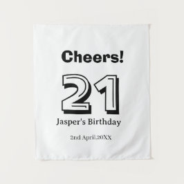 Prost 21 Geburtstag fett gedruckter Name Junge Man Wandteppich