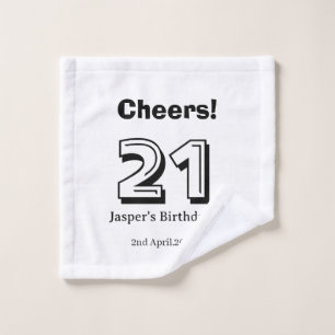 Prost 21 Geburtstag fett gedruckter Name Junge Man Waschlappen