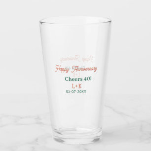 Prost 40 frohes Jubiläum orange grün Name Datum Glas