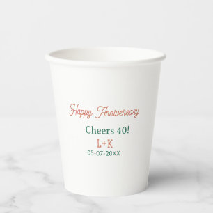 Prost 40 frohes Jubiläum orange grün Name Datum Pappbecher