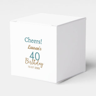 Prost 40. Geburtstag Name Datum braun Türkis sim Geschenkschachtel