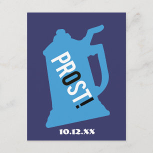 Prost 80. Geburtstagsparty Einladung Blau & Schwar