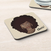 Prost! | Afrikanisch-amerikanische Schönheit Getränkeuntersetzer (Linke Seite)