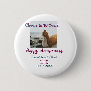Prost auf 10 Jahre glücklicher Jahrestag Foto hinz Button