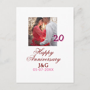 Prost auf 20 Jahre glückliches Jubiläum Foto hinzu Postkarte