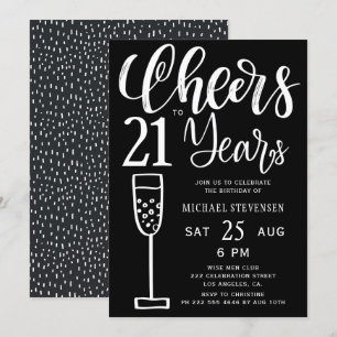 Prost auf 21 Jahre Schwarz-Weiß-Geburtstagsfeier Einladung