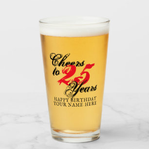 Prost auf 25 Jahre 25. Geburtstags-Bierglas-Gesche Glas