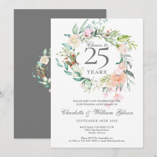 Prost auf 25 Jahre Silberhochzeit Rosen Einladung