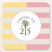 Prost auf 25 Palm Beach Tropical Stripe Rechteckiger Pappuntersetzer (Vorderseite)