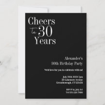 Prost auf 30 Jahre Black White 30. Geburtstagsfeie
