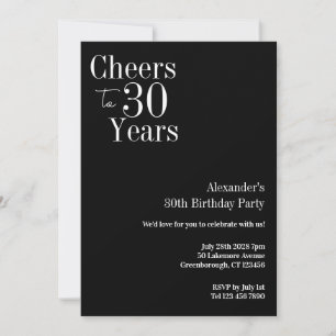 Prost auf 30 Jahre Black White 30. Geburtstagsfeie Einladung