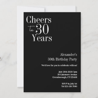Prost auf 30 Jahre Black White 30. Geburtstagsfeie Einladung