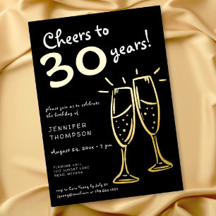 Prost auf 30 Jahre Gold Champagner Geburtstag Folieneinladung