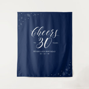 Prost auf 30 Jahre Navy & White 30. Geburtstag Wandteppich