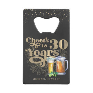 Prost auf 30 Jahre   Personalisierte Vintage-Flasc Geldbeutel Flaschenöffner