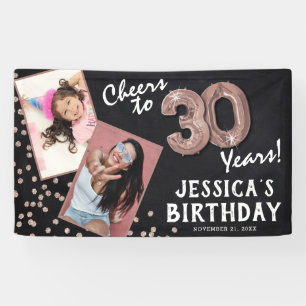 Prost auf 30 Jahre Rose Gold 2 Foto Geburtstag Banner