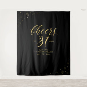 Prost auf 31 Jahre Gold & Black Geburtstagsparty Wandteppich