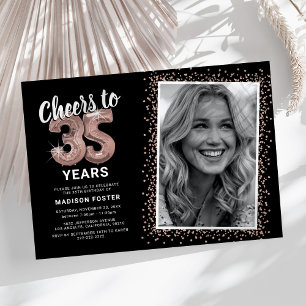 Prost auf 35 Jahre Rose Gold Foto-Einladung Einladung