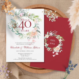 Prost auf 40 Jahre 40. Hochzeitstag Floral Einladung