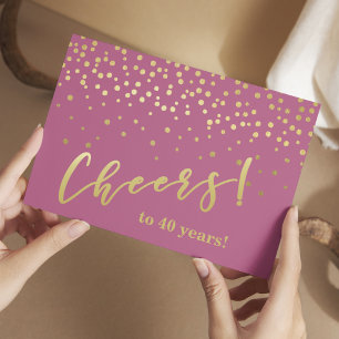 Prost auf 40 Jahre! Glamouröse Gold Funken Postkarte