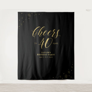 Prost auf 40 Jahre Gold & Schwarz Geburtstagspar Wandteppich