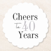 Prost auf 40 Jahre Minimal Silver Party Untersetzer (Vorderseite)