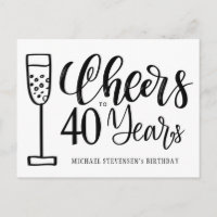 Prost auf 40 Jahre schwarze weiße Geburtstagseinla