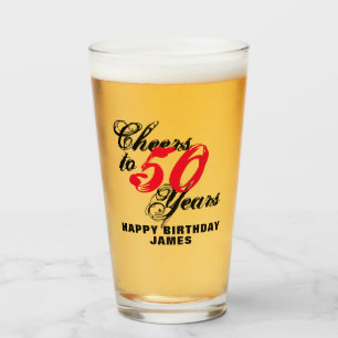 Prost auf 50 Jahre 50. Geburtstag Bierglas-Geschen Glas