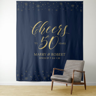 Prost auf 50 Jahre Gold & Navy 50. Jubiläum Wandteppich