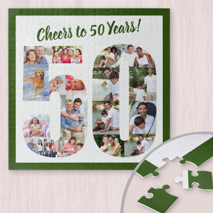 Prost auf 50 Jahre Nummer 50 Foto-Collage Quadrat Puzzle
