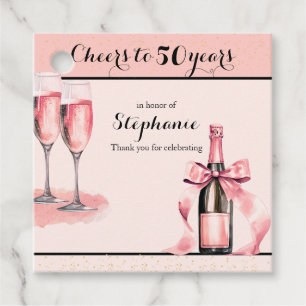 Prost auf 50 Jahre Pink Champagne Geburtstag Geschenkanhänger