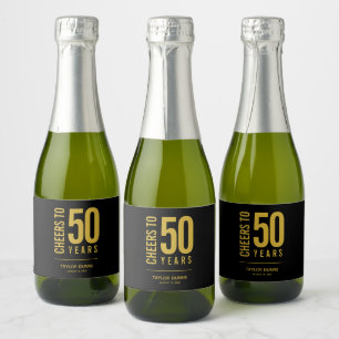 Prost auf 50 Jahre Schwarz und Gold Schaumweinetikett