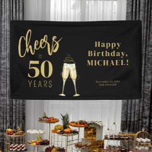 Prost auf 50 Jahre schwarzes Gold 50. Geburtstagsf Banner