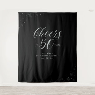 Prost auf 50 Jahre Silver & Black Geburtstagsfei Wandteppich