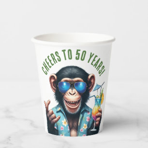 Prost auf 50 Jahre Summer Monkey 50. Geburtstag Pappbecher
