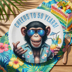 Prost auf 50 Jahre Summer Monkey 50. Geburtstag Pappteller