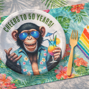 Prost auf 50 Jahre Summer Monkey 50. Geburtstag Pappteller