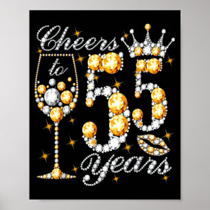 Prost auf 55 Jahre alte glückliche 55. Geburtstags Poster