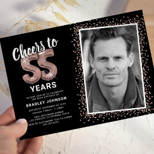 Prost auf 55 Jahre Rose Gold Foto-Einladung Einladung