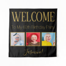 Prost auf 60 Jahre 3 Fotos Schwarz Gold Elegant